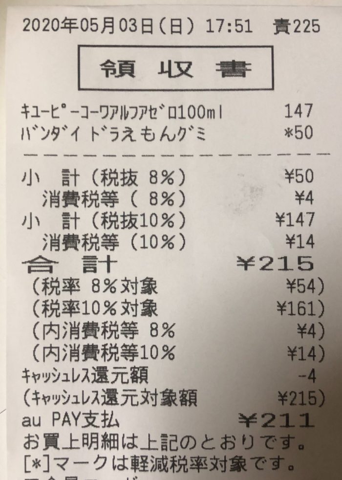 実際の支払い明細