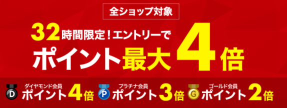 全ショップ対象 エントリーでポイント最大4倍