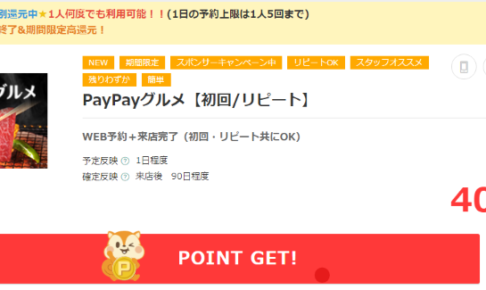 PayPayグルメ　モッピー400円